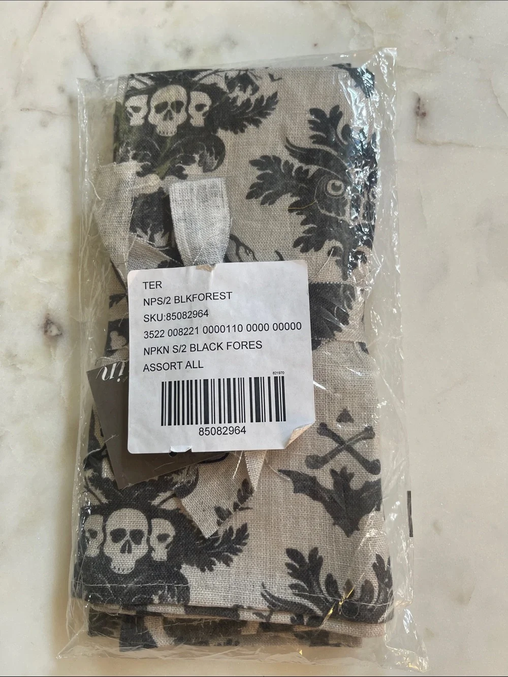 Set of 2 Black Forest Linen Napkins by Terrain for Anthropologie.